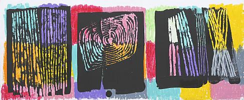 O.T. | 2019 | Ritzung | Acryl Wachskreide Papier | 22x50cm